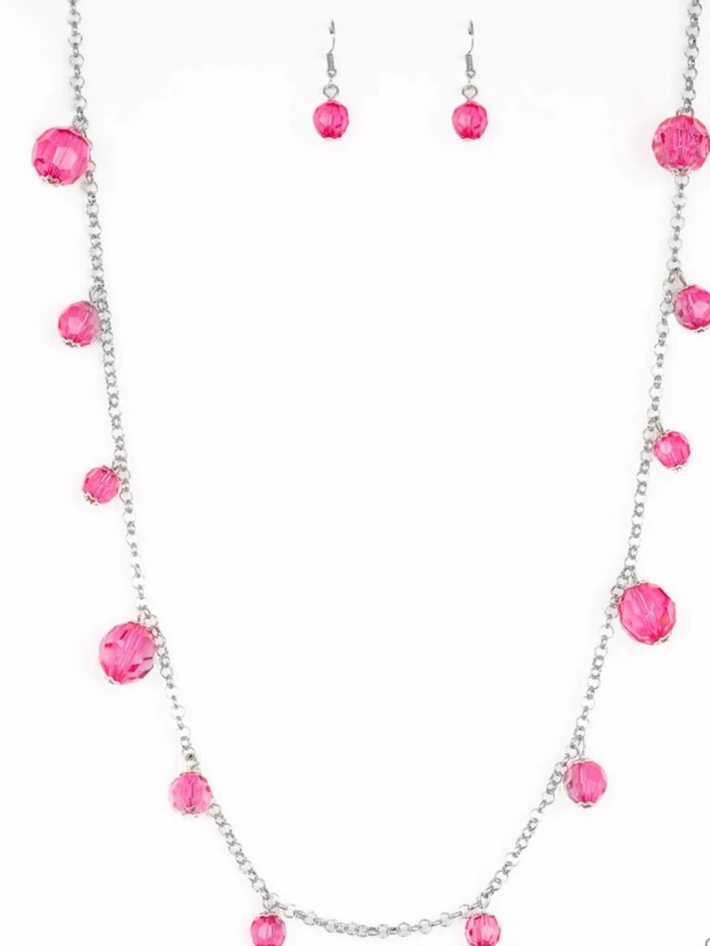 Paparazzi GLOW-Rider Pink Necklace & Earrings Set